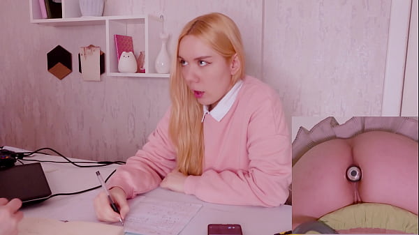 Teen step sis can’t focus on math homework because of a butt plug in her tight asshole.